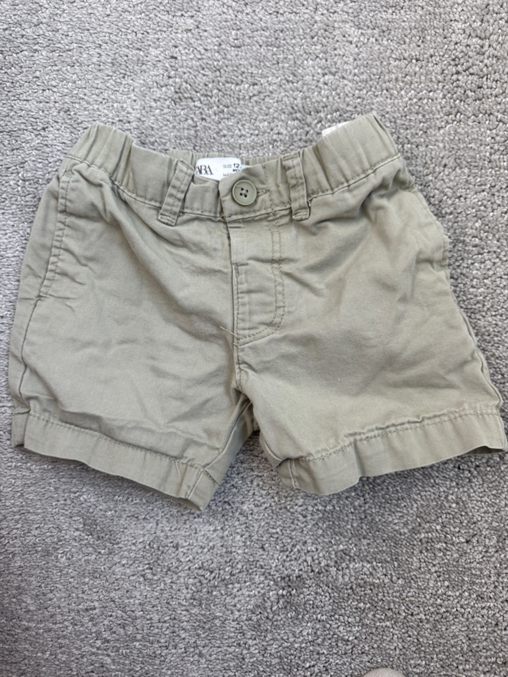 ZARA Kids Boys Khaki Elastic-Waist Shorts - 12-18mon